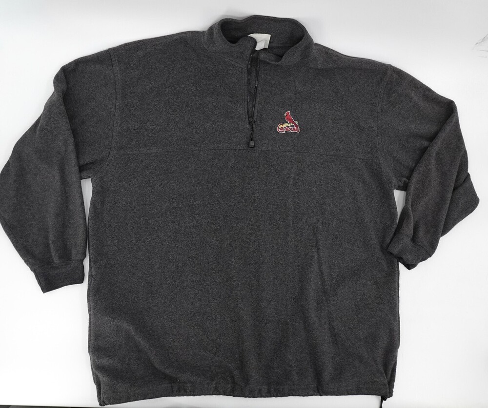 Vintage St. Louis Cardinals Quarter Zip Fleece Mens 2XL Gray MLB Lee Sport 00s